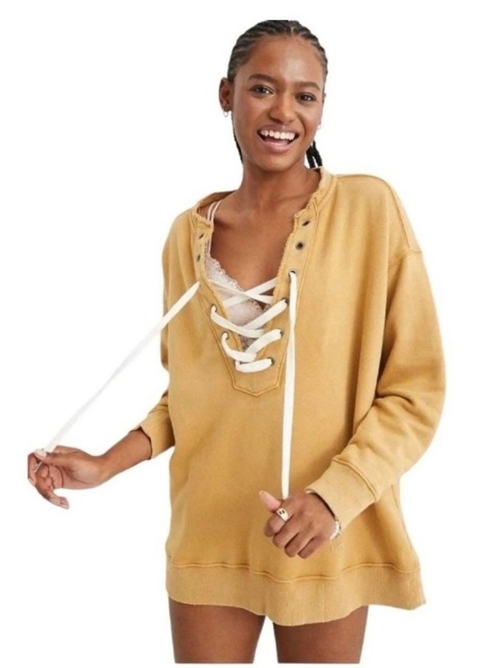 aerie Camel Knit Sweater Pullover